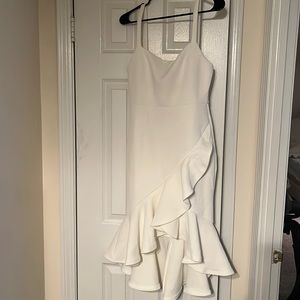 White Hello Molly medium midi dress with a fun flare bottom!